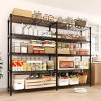 Étagère de Rangement 5 Niveaux 70 L Robuste en Fil Métallique, Étagères de Garde-Manger en Forme de L pour Cuisine & Garage Étagère Métallique Industrielle pour la Maison