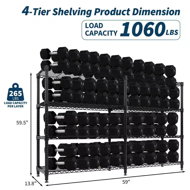 Étagère de Rangement 5 Niveaux 70 L Robuste en Fil Métallique, Étagères de Garde-Manger en Forme de L pour Cuisine & Garage Étagère Métallique Industrielle pour la Maison