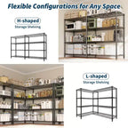 Étagère de Rangement 5 Niveaux 70 L Robuste en Fil Métallique, Étagères de Garde-Manger en Forme de L pour Cuisine & Garage Étagère Métallique Industrielle pour la Maison