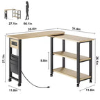 Table d'appoint de canapé rotative à 360°, Table de bout mobile à 2 niveaux, Pochette de rangement supplémentaire, 6 roulettes pivotantes verrouillables, Table de canapé polyvalente