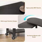 Table d'appoint de canapé rotative à 360°, Table de bout mobile à 2 niveaux, Pochette de rangement supplémentaire, 6 roulettes pivotantes verrouillables, Table de canapé polyvalente
