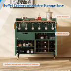 Cave à Vin, Meuble Bar à Vin avec Portes Cannelées, Petit Buffet Moderne avec Casier à Vin et Porte-Verres