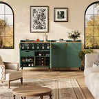 Cave à Vin, Meuble Bar à Vin avec Portes Cannelées, Petit Buffet Moderne avec Casier à Vin et Porte-Verres