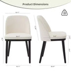 Chaises de salle à manger modernes, lot de 4 ou 6, chaises d'appoint rembourrées en lin avec dossier incurvé et pieds en bois robustes, pour cuisine, salle à manger, salon
