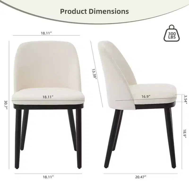 Chaises de salle à manger modernes, lot de 4 ou 6, chaises d'appoint rembourrées en lin avec dossier incurvé et pieds en bois robustes, pour cuisine, salle à manger, salon
