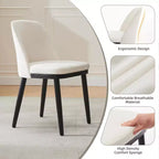 Chaises de salle à manger modernes, lot de 4 ou 6, chaises d'appoint rembourrées en lin avec dossier incurvé et pieds en bois robustes, pour cuisine, salle à manger, salon