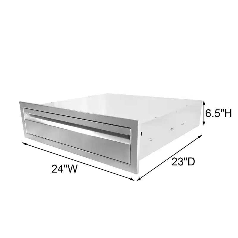 Tiroir de cuisine extérieur en acier inoxydable de 24 po, montage encastré, rangement pour îlot de barbecue, pour station de gril, argent