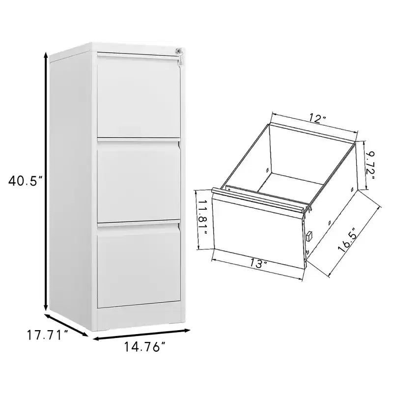 Classeur vertical 3/4 tiroirs avec serrure, pour la maison ou le bureau, en métal, robuste, en acier, avec serrure