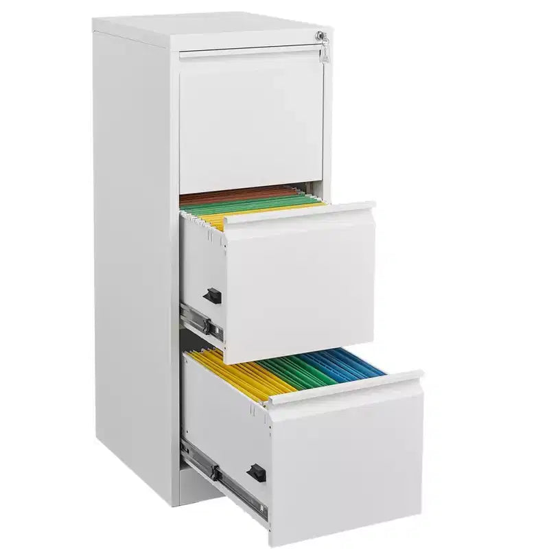 Classeur vertical 3/4 tiroirs avec serrure, pour la maison ou le bureau, en métal, robuste, en acier, avec serrure