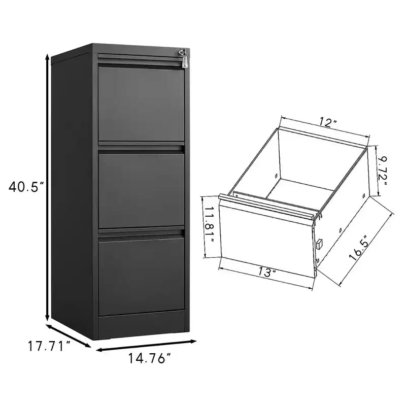 Classeur vertical 3/4 tiroirs avec serrure, pour la maison ou le bureau, en métal, robuste, en acier, avec serrure