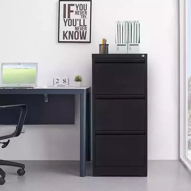 Classeur vertical 3/4 tiroirs avec serrure, pour la maison ou le bureau, en métal, robuste, en acier, avec serrure