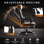 Coolmee Fauteuil de Bureau Grand Format, Chaise de Gaming en Cuir à Dossier Haut avec Repose-Pieds, Chaise d'Ordinateur Ergonomique avec Soutien Lombaire et Appui-Tête