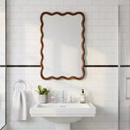 Miroir Mural Décoratif Rectangulaire 20 x 30 avec Cadre en Bois Massif, Miroir de Courtoisie pour Salle de Bain ou Entrée-Panipeachy
