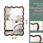 Miroir Mural Décoratif Rectangulaire 20 x 30 avec Cadre en Bois Massif, Miroir de Courtoisie pour Salle de Bain ou Entrée-Panipeachy
