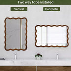 Miroir Mural Décoratif Rectangulaire 20 x 30 avec Cadre en Bois Massif, Miroir de Courtoisie pour Salle de Bain ou Entrée-Panipeachy