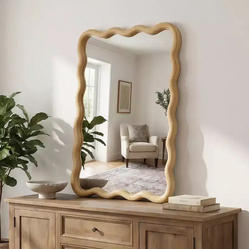 Miroir Mural Décoratif Rectangulaire 20 x 30 avec Cadre en Bois Massif, Miroir de Courtoisie pour Salle de Bain ou Entrée-Panipeachy