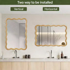 Miroir Mural Décoratif Rectangulaire 20 x 30 avec Cadre en Bois Massif, Miroir de Courtoisie pour Salle de Bain ou Entrée-Panipeachy