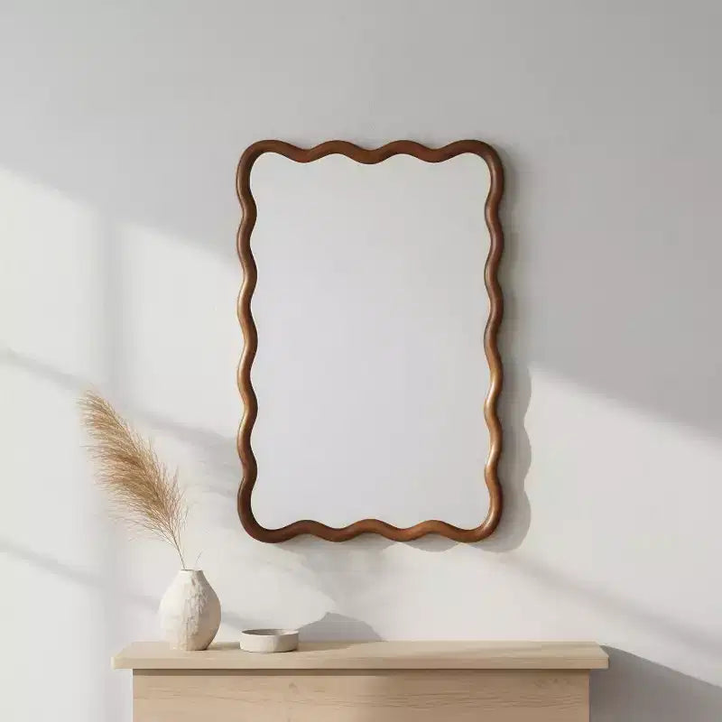Miroir Mural Décoratif Rectangulaire 20 x 30 avec Cadre en Bois Massif, Miroir de Courtoisie pour Salle de Bain ou Entrée-Panipeachy