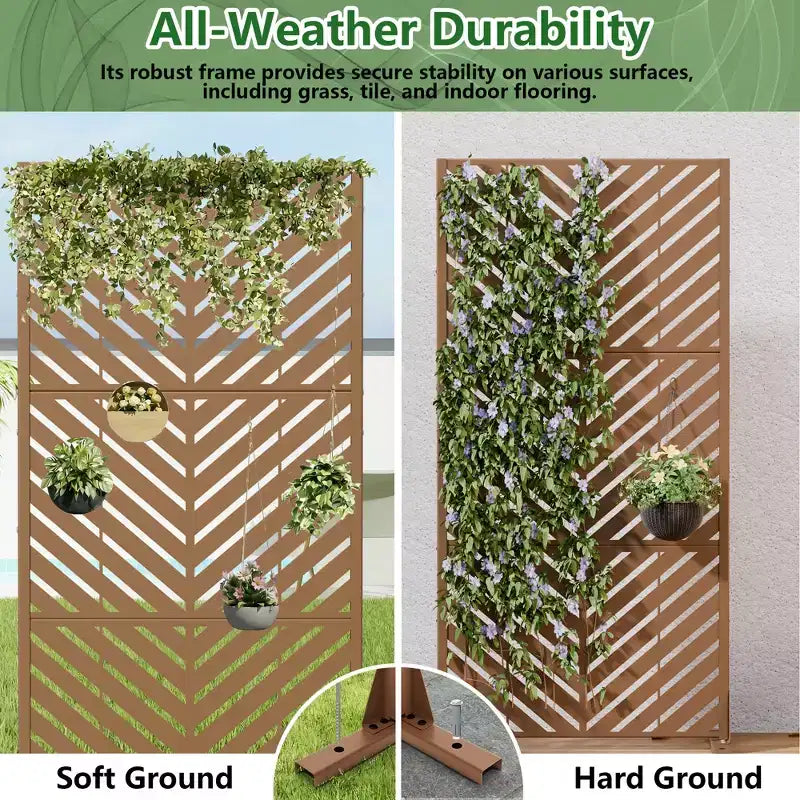 Brise-vue extérieur en métal Dovelina, panneaux autoportants pour jardin, terrasse, cour, 150H x 76L/152L, 183H x 89L/119L/178L/239L