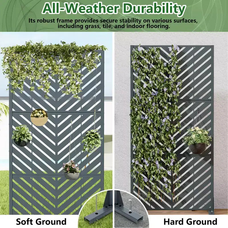 Brise-vue extérieur en métal Dovelina, panneaux autoportants pour jardin, terrasse, cour, 150H x 76L/152L, 183H x 89L/119L/178L/239L
