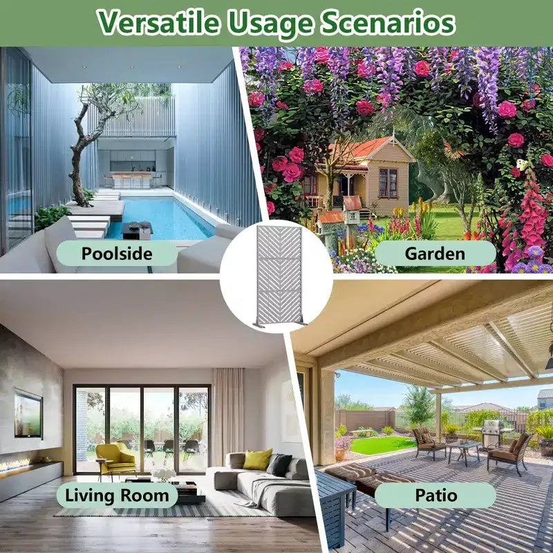 Brise-vue extérieur en métal Dovelina, panneaux autoportants pour jardin, terrasse, cour, 150H x 76L/152L, 183H x 89L/119L/178L/239L