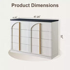 Commode à 8 tiroirs pour chambre à coucher, commode moderne de 120 cm de large avec poignées dorées, commode en bois, meuble TV, organisateur de rangement pour vêtements de placard