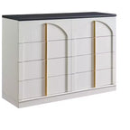 Commode à 8 tiroirs pour chambre à coucher, commode moderne de 120 cm de large avec poignées dorées, commode en bois, meuble TV, organisateur de rangement pour vêtements de placard