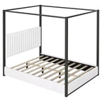 Lit plateforme Polibi Velvet Canopy avec tête de lit capitonnée et cadre métallique
