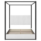 Lit plateforme Polibi Velvet Canopy avec tête de lit capitonnée et cadre métallique