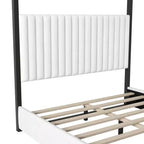 Lit plateforme Polibi Velvet Canopy avec tête de lit capitonnée et cadre métallique