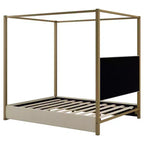 Lit plateforme Polibi Velvet Canopy avec tête de lit capitonnée et cadre métallique