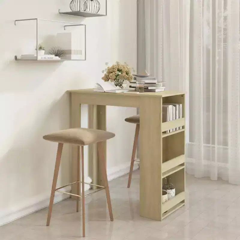 Table de bar avec étagère de rangement - Design moderne pour salle à manger et cuisine