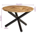 Table de salle à manger ronde et robuste en manguier massif