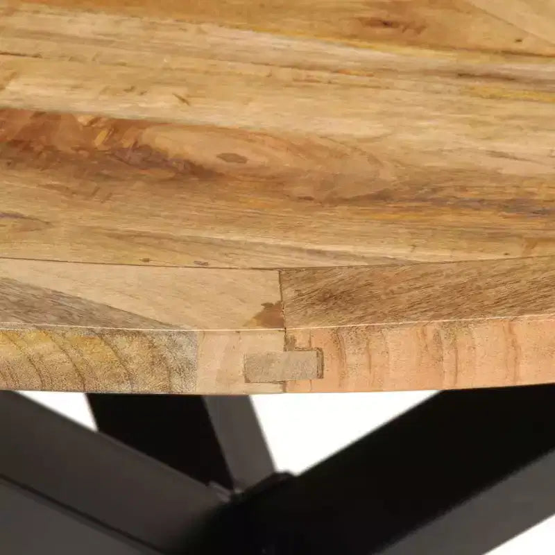 Table de salle à manger ronde et robuste en manguier massif