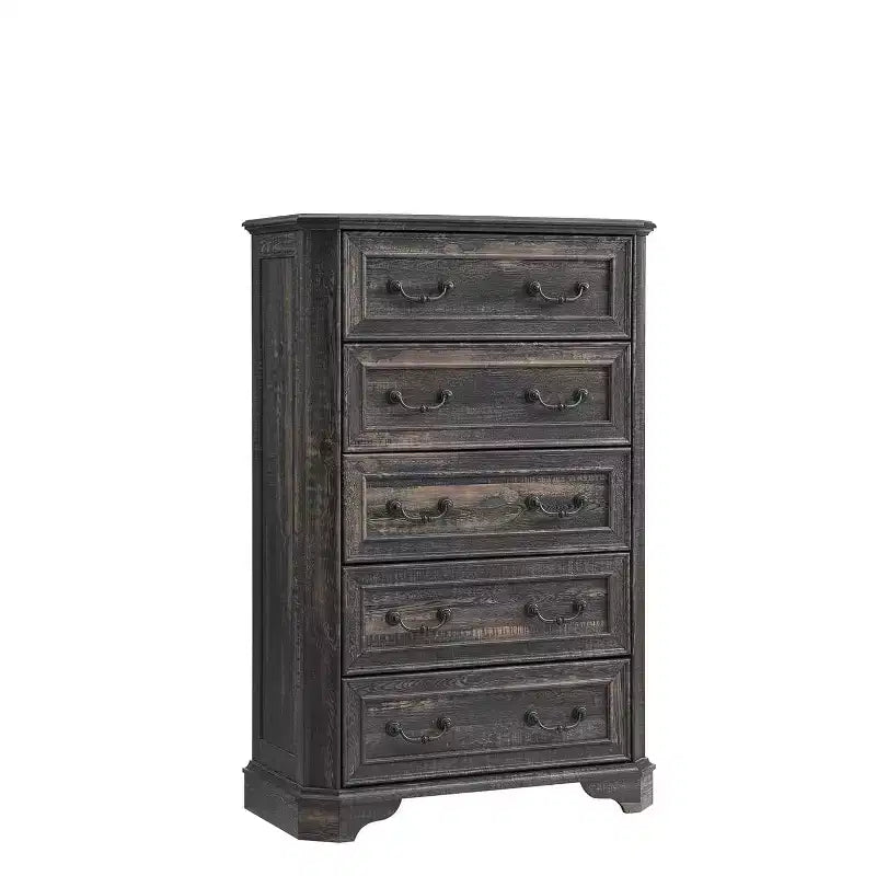 Commode de Ferme à 5 Tiroirs, Grande Commode Vintage de 122 cm