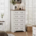 Commode de Ferme à 5 Tiroirs, Grande Commode Vintage de 122 cm