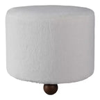 Ottoman décoratif en fausse fourrure capitonné avec pieds sphériques – Accessoire de décoration d'intérieur contemporain pour coiffeuse, chambre et repose-pieds – 15, ivoire