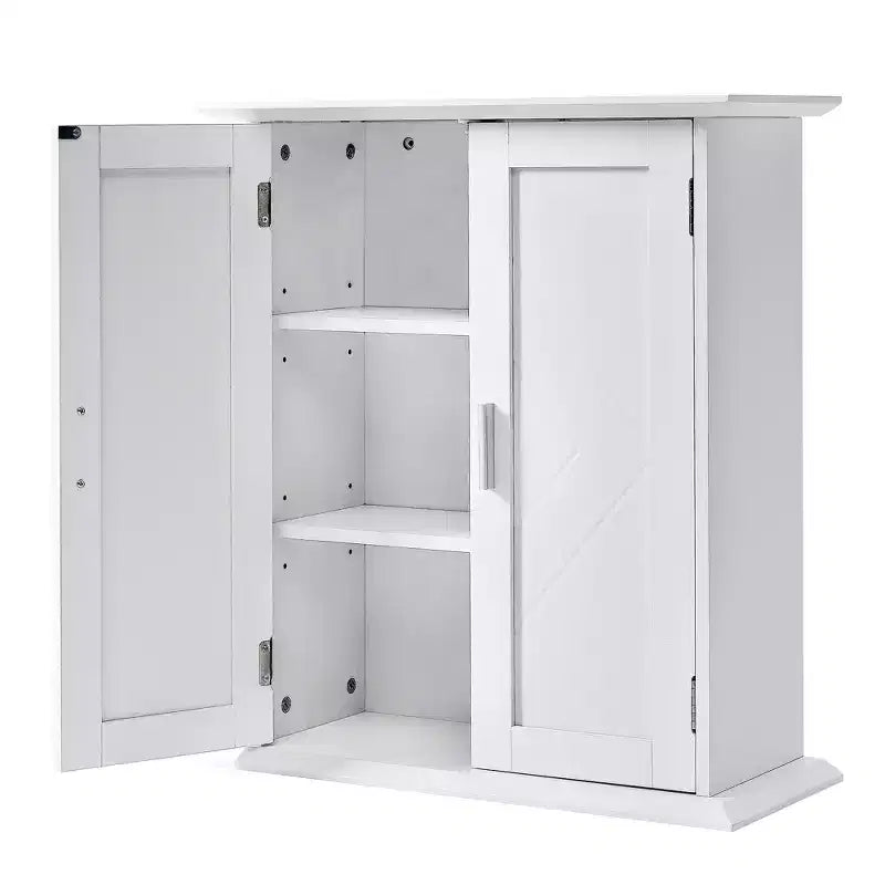 VECELO Meuble de Rangement Mural de Salle de Bain Moderne avec Étagères Réglables, Meuble Autonome pour Salle de Bain, Entrée et Petits Espaces, Blanc
