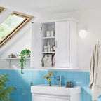 VECELO Meuble de Rangement Mural de Salle de Bain Moderne avec Étagères Réglables, Meuble Autonome pour Salle de Bain, Entrée et Petits Espaces, Blanc