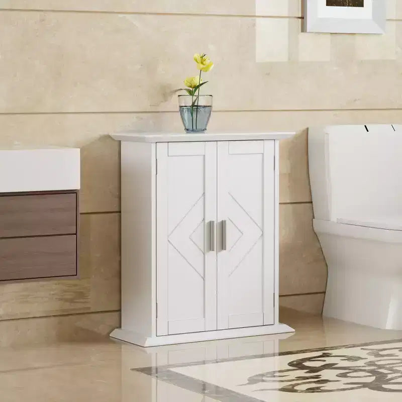 VECELO Meuble de Rangement Mural de Salle de Bain Moderne avec Étagères Réglables, Meuble Autonome pour Salle de Bain, Entrée et Petits Espaces, Blanc