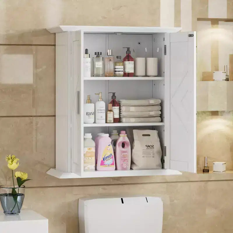 VECELO Meuble de Rangement Mural de Salle de Bain Moderne avec Étagères Réglables, Meuble Autonome pour Salle de Bain, Entrée et Petits Espaces, Blanc