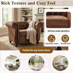 Fauteuil club Chesterfield, fauteuil d'appoint rembourré, fauteuil simple, fauteuil de loisirs avec accoudoirs volutes, garniture cloutée et pieds en bois massif, marron - ModernLuxe
