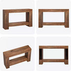 Table console d'entrée de ferme de 120 cm, table de canapé rustique à 2 niveaux avec pieds en métal pour derrière le canapé, le couloir ou le salon