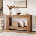 Table console d'entrée de ferme de 120 cm, table de canapé rustique à 2 niveaux avec pieds en métal pour derrière le canapé, le couloir ou le salon