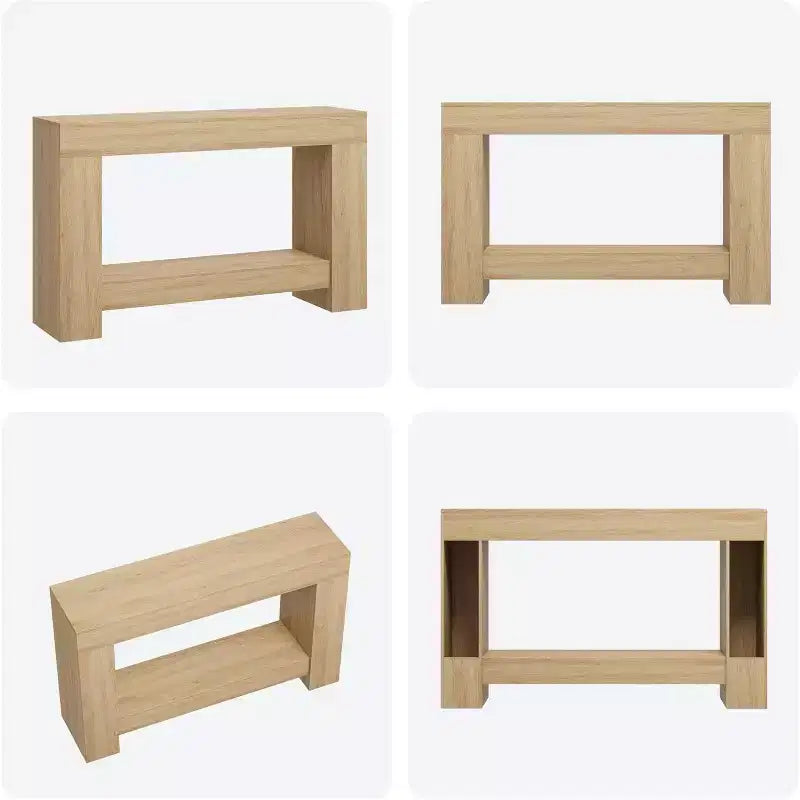 Table console d'entrée de ferme de 120 cm, table de canapé rustique à 2 niveaux avec pieds en métal pour derrière le canapé, le couloir ou le salon