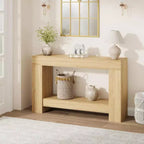 47in Farmhouse Entryway Console Table, 2-Tier Rustic Sofa Table with Metal Legs for Behind Couch Hallway Living Room