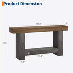 Table console de ferme de 63 po avec rangement à 2 niveaux, longue table d'entrée et de canapé pour le salon et le couloir