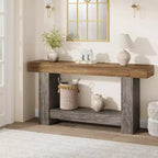 Table console de ferme de 63 po avec rangement à 2 niveaux, longue table d'entrée et de canapé pour le salon et le couloir