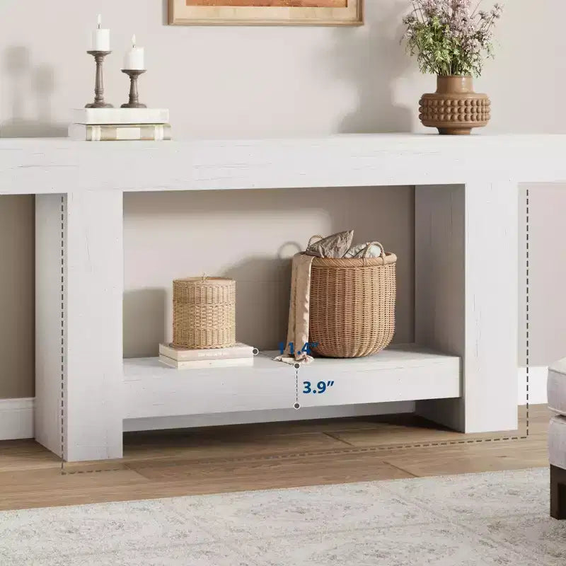 Table console de ferme de 63 po avec rangement à 2 niveaux, longue table d'entrée et de canapé pour le salon et le couloir