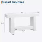 Table console de ferme de 63 po avec rangement à 2 niveaux, longue table d'entrée et de canapé pour le salon et le couloir